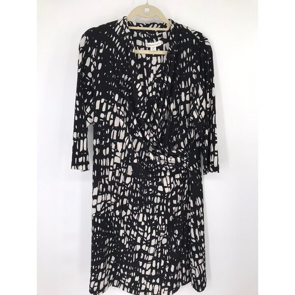 Coldwater Creek Womens 3/4 Sleeve Black White  Pattern Dress Size 1x plus - Picture 2 of 12
